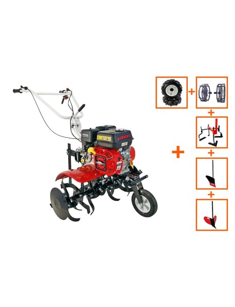 Motocultor Loncin LC750 Eco 7CP cu roti 4.00-8 +plug +rarita + prasitoare +roti metalice